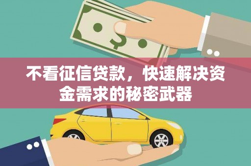 和静不看征信贷款，快速解决资金需求的秘密武器