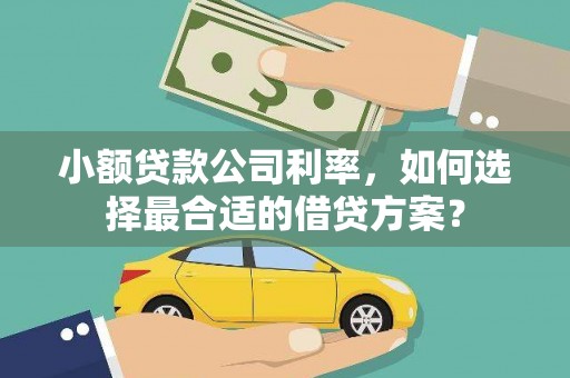 和静小额贷款公司利率，如何选择最合适的借贷方案？