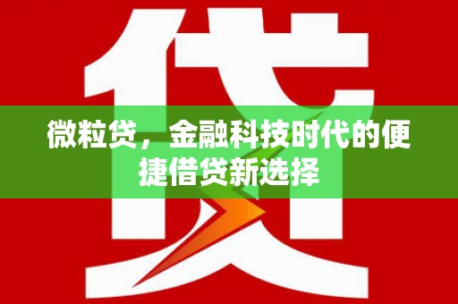和静微粒贷，金融科技时代的便捷借贷新选择